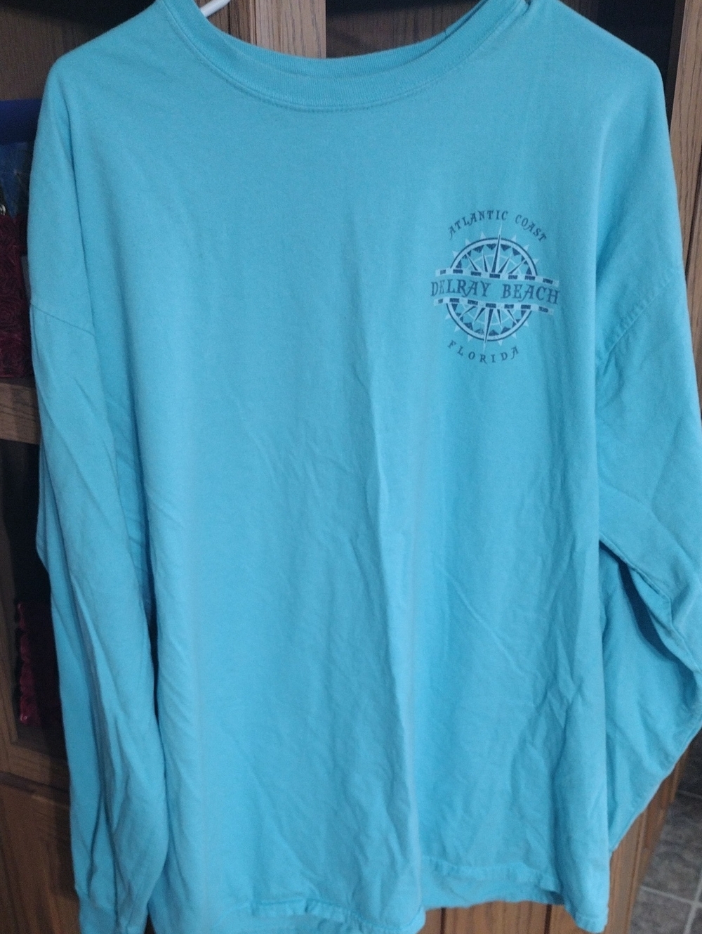 Comfort Colors Long Sleeve Tee - Turquoise Blue Delray Beach Logo